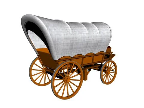 Carriage with loading area and drawbar as a covered wagon Stock Illustration