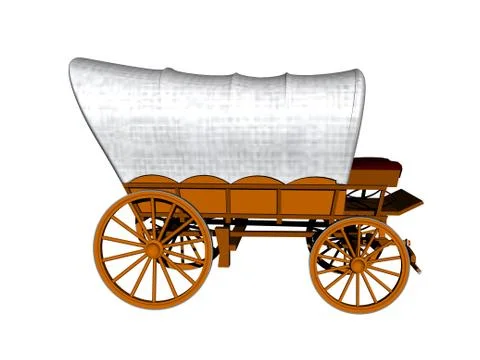 Carriage with loading area and drawbar as a covered wagon Stock Illustration