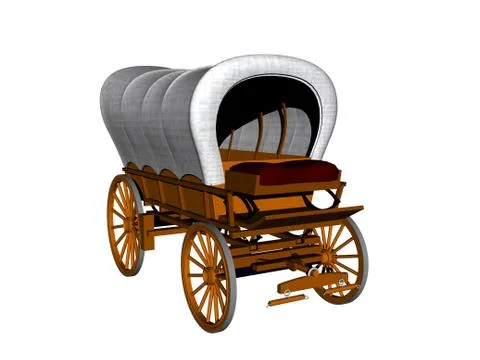 Carriage with loading area and drawbar as a covered wagon Stock Illustration