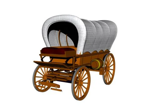 Carriage with loading area and drawbar as a covered wagon Stock Illustration
