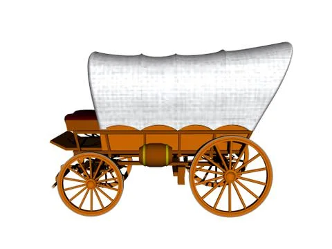 Carriage with loading area and drawbar as a covered wagon Stock Illustration