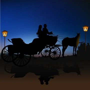 Carriage At Night Illustrazione stock