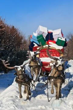 Carriage with reindeer Stock Photos