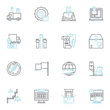 Carriage services linear icons set. Transportation, Personalized, Elegance Stock Illustration