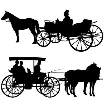 Carriage Silhouettes Stock Illustration