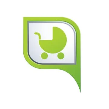 Carriage symbol on green map pointer Stock Illustration