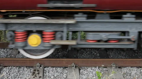 Carriages and Steam Engine Wheels Passing By Video stock 27676819