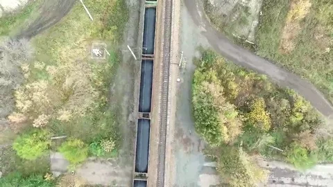 Carriages with coal camera turn Stock Footage 69205758