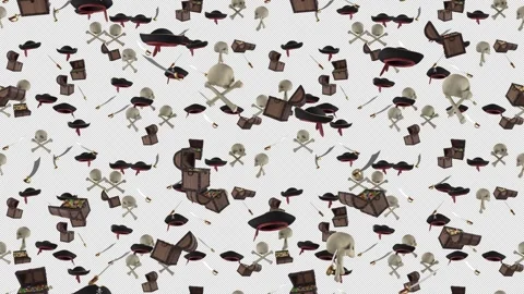CARRIBEAN PIRATE transparent loop tile Falling with alpha channel. This is a Stock Footage 302188398