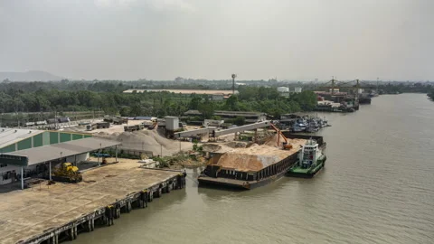 Carrier boat at work Stock Footage 182954586