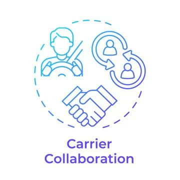 Carrier collaboration blue gradient concept icon Stock Illustration