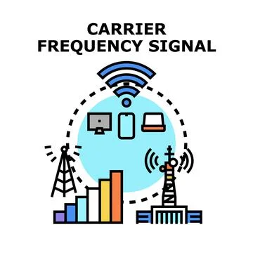 Carrier frequency signal extending wireless network coverage Stock Illustration