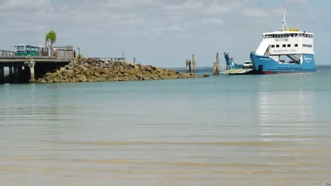 A carrier ship docking Stock Footage 80497718