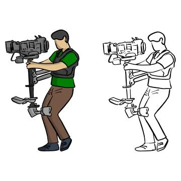 Carrier steady shot fights camera shake vector illustration sketch doodle han Stock Illustration