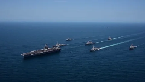 Carrier Strike Group 1 Operates Alongside the Republic of Korea Navy Video stock 75229332