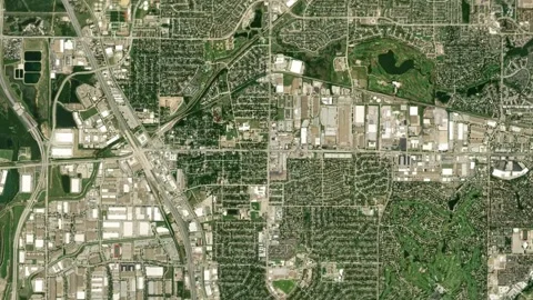 Carrollton City Map Zoom (TX, USA) from Space to Earth (no pin, no text) Stock Footage 339747545