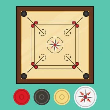 Carrom Board Set Stock Illustration