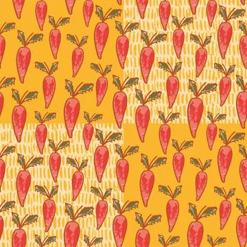Carrot background seamless vector pattern in a modern retro style. Stock Illustration