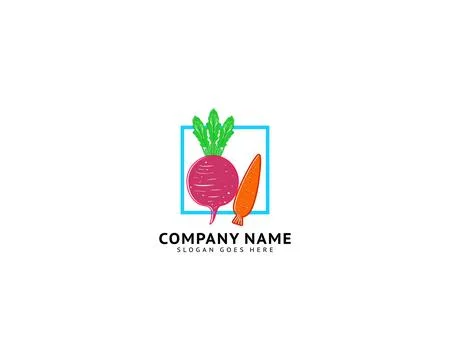 Carrot with Beetroot Logo Design Vector Template Stock Illustration