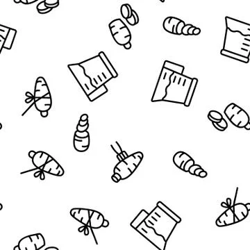 Carrot Bio Vegetable Vector Seamless Pattern Stock Illustration