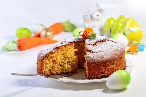 Carrot cake for Easter. Stock Photos