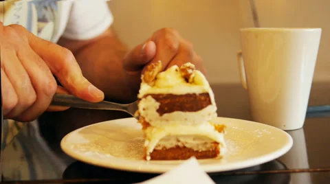 Carrot  cake eating closeup 스톡 동영상 56205079