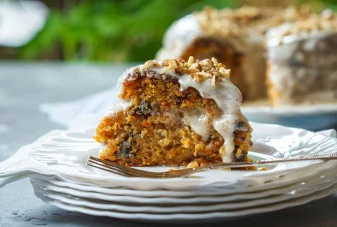 Carrot cake with walnuts, Stock Photos