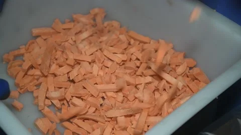 Carrot is cleaned, washed, dried and frozen for further storage Vídeos de archivo 155539476