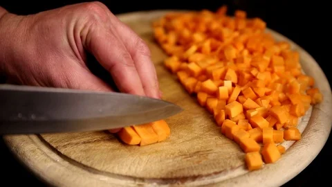 Carrot cut by knife Video stock 90835307