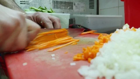 Carrot cutting 4K Stock Footage 74523532