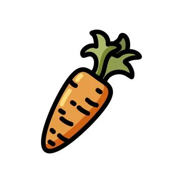 Carrot flat outlined icon. Vector vegetable logo isolated on white background Stock Illustration