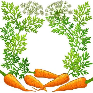 Carrot frame on white background Stock Illustration