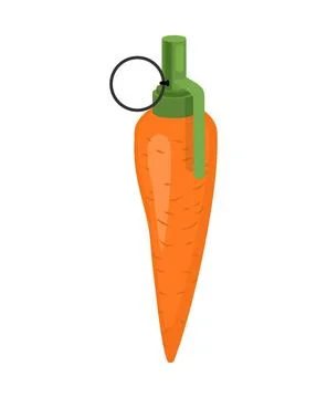 Carrot grenade. Vegetable explosion. Carrot juice explosive. Juice concept Stock Illustration