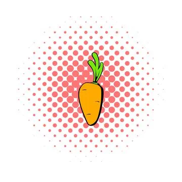 Carrot icon, comics style Stock Illustration