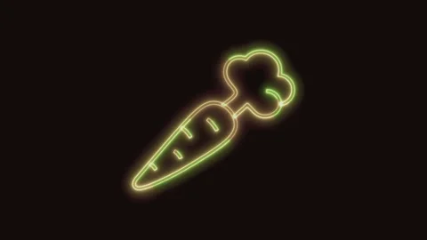 Carrot Icon Neon Seamless Loop 4K (Black Background) Stock Footage 310357413