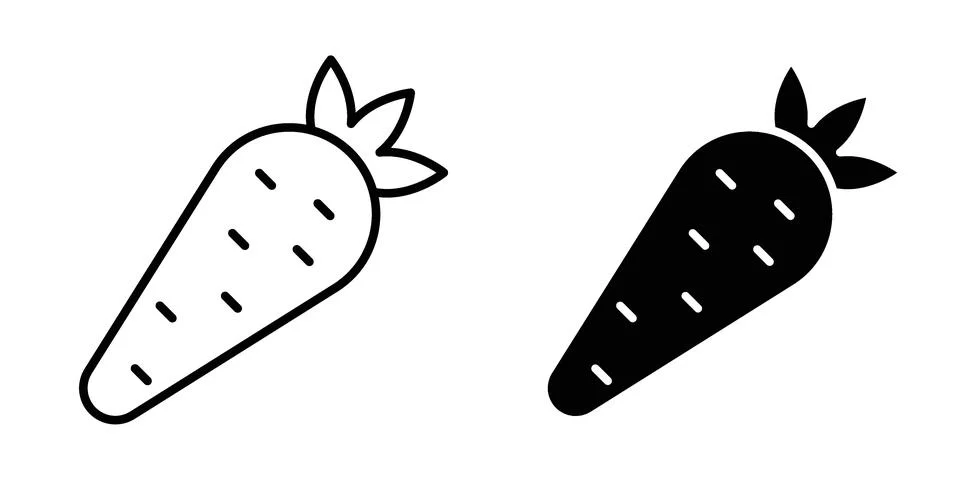Carrot icon vector concepts, line and silhouette style Stock Illustration