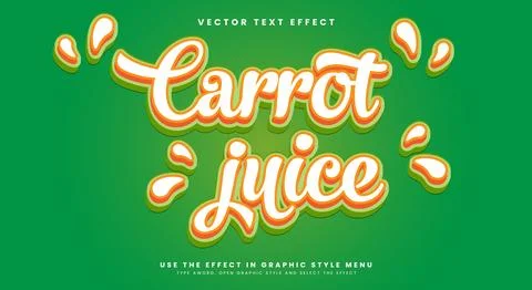 Carrot Juice 3d editable text effect template Stock Illustration