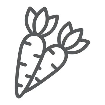 Carrot line icon, easter and vegetable, root sign, vector graphics, a linear Illustrazione stock