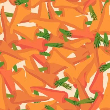 Carrot pattern. Seamless background with orange carrots. Vector texture 스톡 일러스트