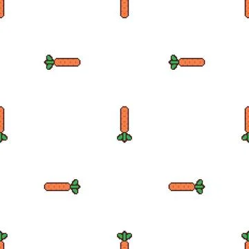 Carrot pixel art pattern seamless. 8 bit pixelated texture. Vegetable ornamen Stock Illustration