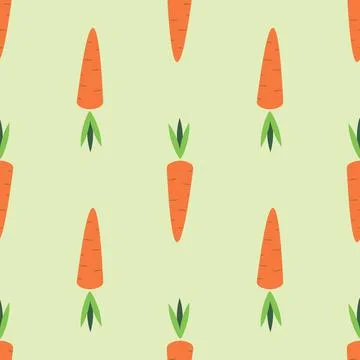Carrot print. Vector seamless pattern with orange carrots. Stock Illustration