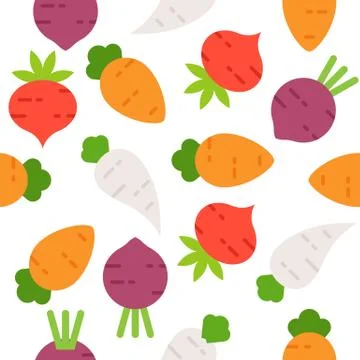 Carrot, radish, beetroot Seamless pattern vegetable for use as wallpaper or b Stock Illustration