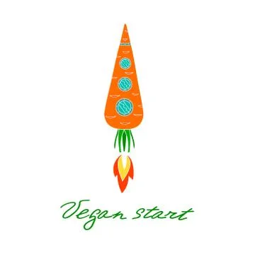 Carrot as rocket vector logo design, icon idea for energy bar brand. Inscription Stock Illustration