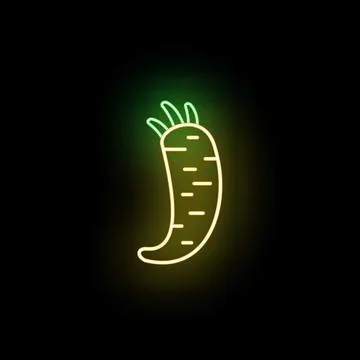 Carrot root vegetable glowing neon line icon Illustrazione stock