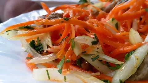 Carrot salad cucumber Stock Footage 80036454