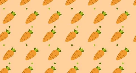 Carrot seamless pattern cute background. Vector cute carrots seamless patte.. Stock Illustration