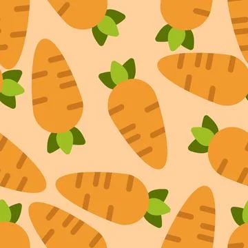 Carrot seamless pattern cute background. Vector cute carrots seamless patte.. Stock Illustration