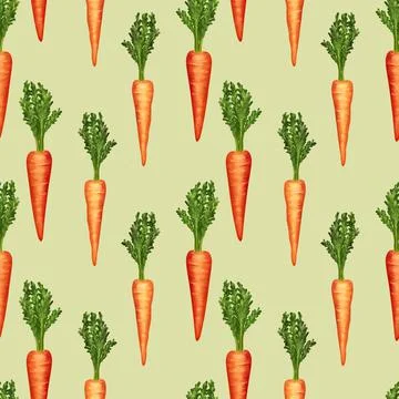 Carrot seamless pattern. Decorative background on green Stock Illustration