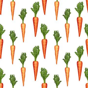 Carrot seamless pattern. Decorative background on white Stock Illustration