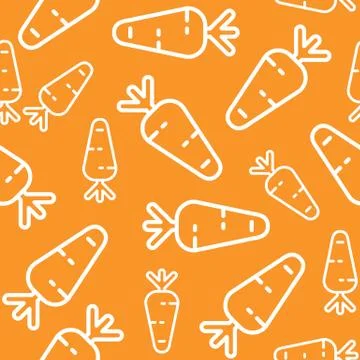 Carrot seamless pattern, outline vegetable wallpaper Stock Illustration